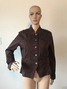 George Dark Brown Stretch Cotton Blend Jacket Coat Machine Washable Size 12 / L - Picture 1 of 12