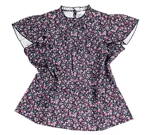 Womens Simple Fun Pink Floral Blouse Size Large NWT - Picture 1 of 4