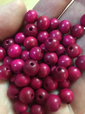 Lote de 100 cuentas de madera de madera rosa fucsia brillante 8 mm redondas vintage Checoslovaquia  Foto 1 de 3