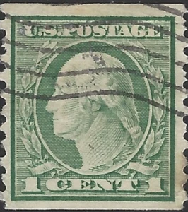 Estampilla fina de 1 centavo de Estados Unidos Scott #452 1914 Perf 10 George Washington CV 17,50 - Imagen 1 de 1