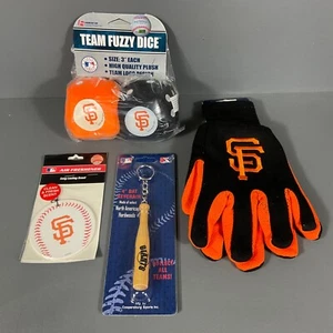 San Francisco Giants Fuzzy Car Dice 4in Bat Keychain, Winter Gloves MLB Lot of 4 - Picture 1 of 24