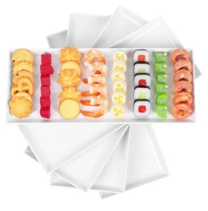 5 PCS White Plastic Serving Platters (14.5 X 6 Inch Rectangle Plates) - Picture 1 of 6
