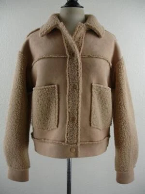 Women's S Forever 21 Faux Sheepskin Shearling Fur Suede Leather Jacket Coat Soft - Image 1 of 4
