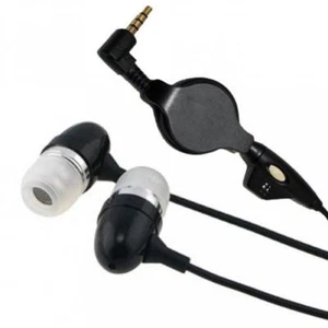 RETRACTABLE HEADSET HANDS-FREE EARPHONES MIC DUAL METAL EARBUDS for SMARTPHONES - Picture 1 of 4