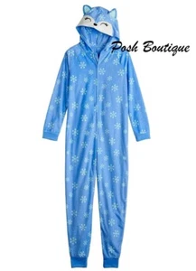 Girls Fox One Piece Pajamas Union Suit Hoodie 6 8 10 12 14 16 Halloween Costume - Picture 1 of 3