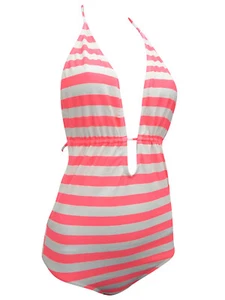 Damen Badeanzug Größe 6, 10 & 12 von Monsoon tief geschnitten extrem V Tauchneckholder rosa - Bild 1 von 5