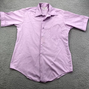 VTG Van Heusen Mens Button Down Shirt Large Purple 70s Hampshire House SS - Picture 1 of 13