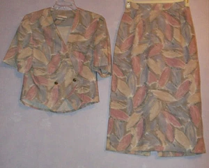 New Casuals by SPORTSLEIGH linen look short sleeve jacket & skirt Size S/M - Picture 1 of 2