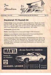 Fussball-Programmheft    71/72    Aufstieg    SSV Ulm 1846 - FC Rastatt 04 - Bild 1 von 1