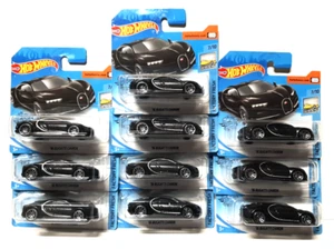 10 Car Lot SHORT CARD 2019 Hot Wheels Factory Fresh 2016 Bugatti Chiron BLACK - Picture 1 of 3