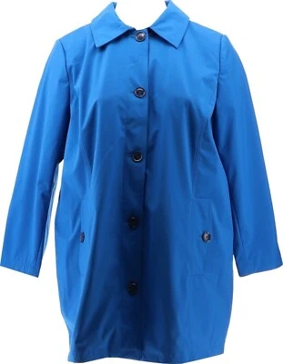 Chaqueta Dennis Basso Resistente al Agua Botón Forro Azul Leopardo L Nueva Sin Etiquetas (599) Foto 1 de 4