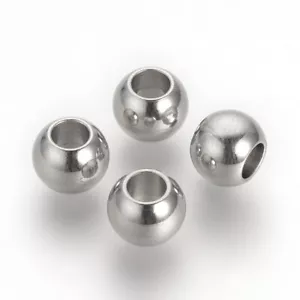 20 pcs 304 Stainless Steel Large Hole Rondelle European Beads 8x6mm Hole 4mm - Picture 1 of 2