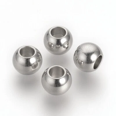 20 pcs 304 Stainless Steel Large Hole Rondelle European Beads 8x6mm Hole 4mm  - Image 1 of 2