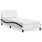 Bett mit Matratze Weiß und Schwarz 90x190 cm Kunstleder vidaXL