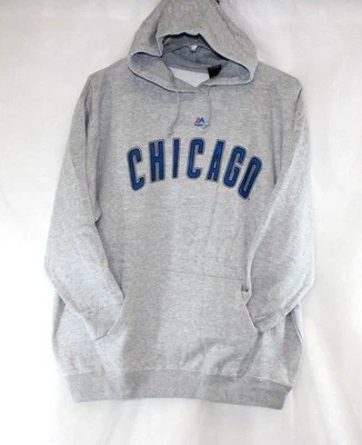 Moletom com capuz feminino Majestic Chicago Cubs cinza azul beisebol pulôver - Imagem 1 de 3
