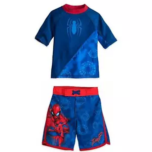 Marvel Spider-Man Rash Guard And Swim Trunks Set Boy Size 5/6 - Picture 1 of 3
