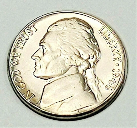 1948  BU Jefferson Nickel Pulled From OBW Roll Cover