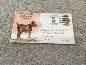 1980 AREDALE Iowa: Signed FOLK ART WATERCOLOR Postal Cover GEORGE HARROD - Picture 1 of 2