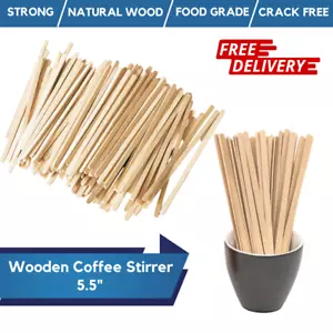 Wooden Coffee Stirrers 5.5  Eco Friendly Biodegradable Sticks For Hot Drinks - Picture 1 of 9