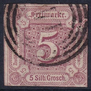 Thurn & Taxis 1859-61 Northern District 5sgr Mauve SG 18 gebraucht (CV 375£) - Bild 1 von 2