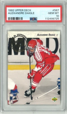 1992 Upper Deck #587 ALEXANDRE DAIGLE Rookie PSA 10 – Ottawa Senators - POP 21 - Image 1 of 2