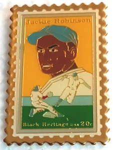 PIN DE SELLO DE BÉISBOL JACKIE ROBINSON BLACK HERITAGE AÑOS 80 VINTAGE METAL USPS - Imagen 1 de 4