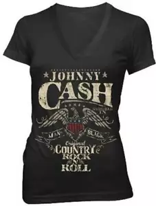 Johnny Cash Country Rock n Roll Guitar Music Folsom Juniors Tee Shirt 30030080 - Picture 1 of 3