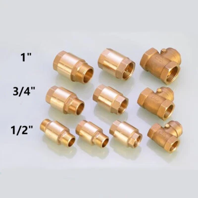 1/2" 3/4" 1" Brass One Way Check Valves BSP Male/Female Thread Non Return Valve - Image 1 of 4