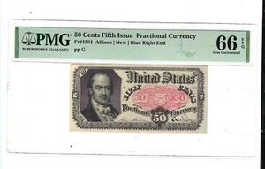 FR-1381 $0.50 Fifth Issue Fractional Currency - 50 Cents - Crawford - PMG 66 EPQ - Picture 1 of 2