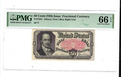FR-1381 $0.50 Fifth Issue Fractional Currency - 50 Cents - Crawford - PMG 66 EPQ - Image 1 of 2