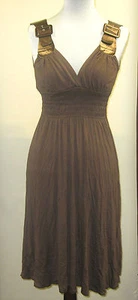 Nuevo CASTING de FRANCE Marrón Hebilla Correa Cóctel Vestido Mujer L Grande - Imagen 1 de 3