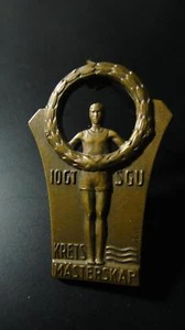 SWEDEN SPORTS CHAMPIONSHIP BRONZE PIN SIGN BY ARTIST  - Picture 1 of 9