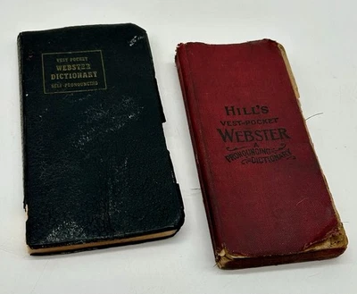 Hills Vest Pocket Webster Pronouncing Webster Dictionaries 1899 Red 1954 Black - Image 1 of 4