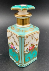 Botella de Colonia Le Tallec Sevres Porcelana Peint Principal Turquesa/Blanco/Dorado con Tapa - Imagen 1 de 10