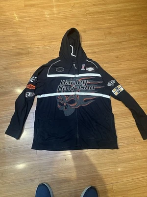 Vintage RARE Harley Davidson Men's Full Zip Racing Team Hoodie Jacket Size XXL - Image 1 of 4