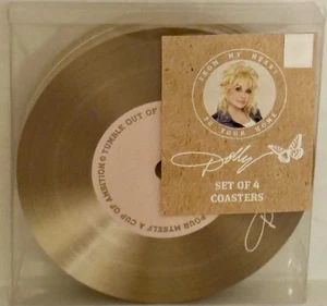 Dolly Parton From My Heart 4er Set Gold Schallplatte Untersetzer Neu - Bild 1 von 1