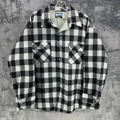 Vintage Sears Fieldmaster Flannel Shirt Mens 2XL Plaid Quilted Button Up FLAW - Image 1 of 4