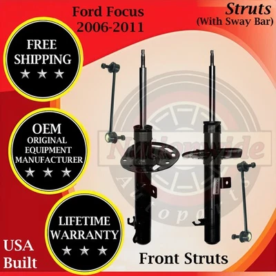 Puntales delanteros Monroe OEM con barra estabilizadora para Ford Focus 2006-2011 garantía de por vida Foto 1 de 4