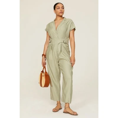 Комбинезон LAUREN RALPH LAUREN из зеленой льняной смеси с насечками лацканы универсальный размер 8 - Изображение 1 из 4