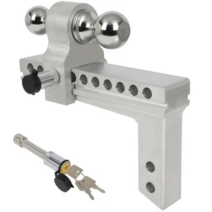 1x 10" Adjustable Aluminum Trailer Hitch 2" Receiver Dual Ball Mount New - Picture 1 of 12