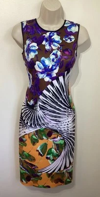 Vestido ceñido al cuerpo de buceo estampado floral Clover Canyon S 8 lápiz midi gráfico peculiar Foto 1 de 4