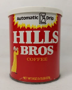 Lattina caffè latta Hills Bros vuota 8 oz latta caffè 3 1/4" x 4" vintage SPEDIZIONE VELOCE - Foto 1 di 8