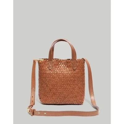 Madewell The Small Transport Crossbody Woven Leather Bag Burnished Caramel - Image 1 of 4