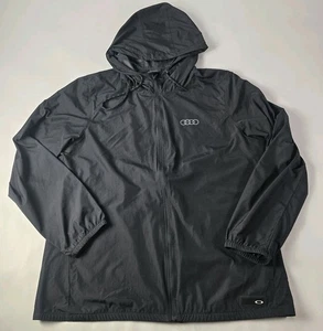 Oakley X Audi Windbreaker Jacket Hooded Black Men's Size Large Rare Lightweight  - Picture 1 of 14
