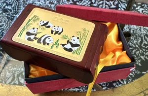 Caja Panda Esmalte Oro 24K Palo de Rosa con Caja de Regalo Forrada de Satén Arte Chino - Imagen 1 de 13
