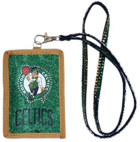 Boston Celtics Beaded Lanyard Wallet [NEW] NBA Jewelery Necklace ID Holder Cover