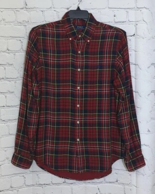 Polo Ralph Lauren Men's Medium Shirt Red Blue Plaid Tartan Flannel Classic Fit - Image 1 of 4