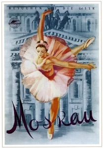 *Bailarina de Ballet de Moscú 1959 color ruso soviético bonito póster ¡compra ahora! - Imagen 1 de 1