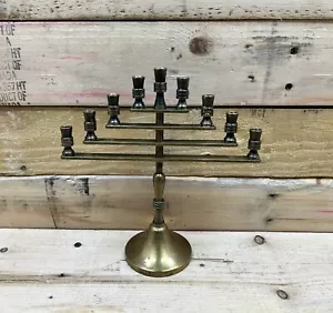 Menorah David Candelabra Adjustable Candlestick Candle Holder Brass - Picture 1 of 7
