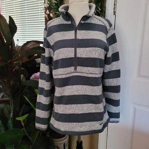Damen Flanell Patagonia Sweatshirt Pullover Winter große grau Streifen Streifen - Bild 1 von 9